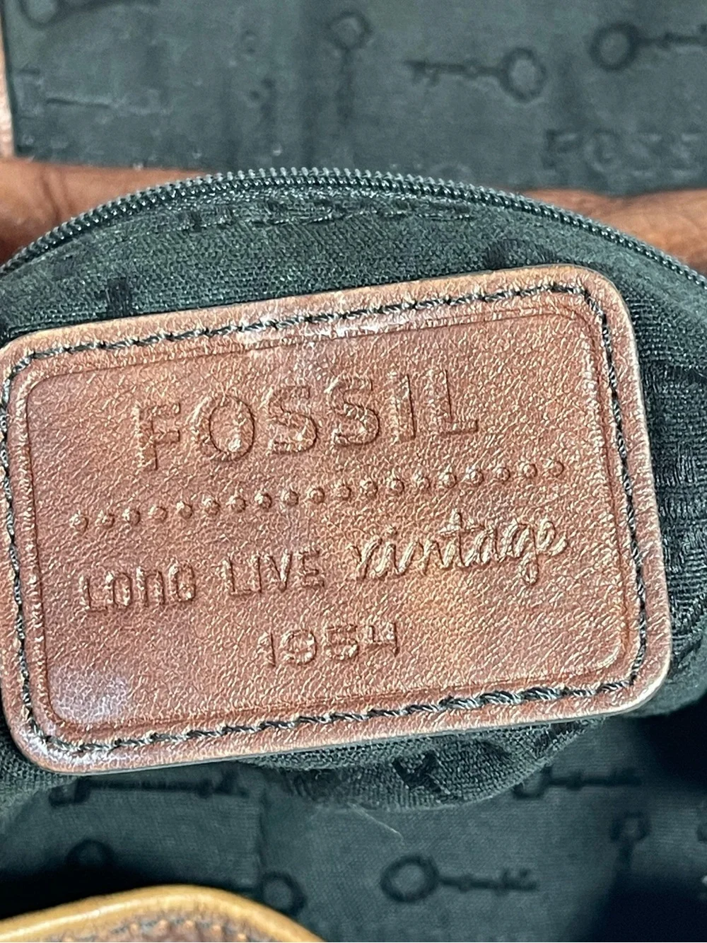Vintage FOSSIL Cognac Brown Leather Drawstring Bucket Backpack Rucksack Bag